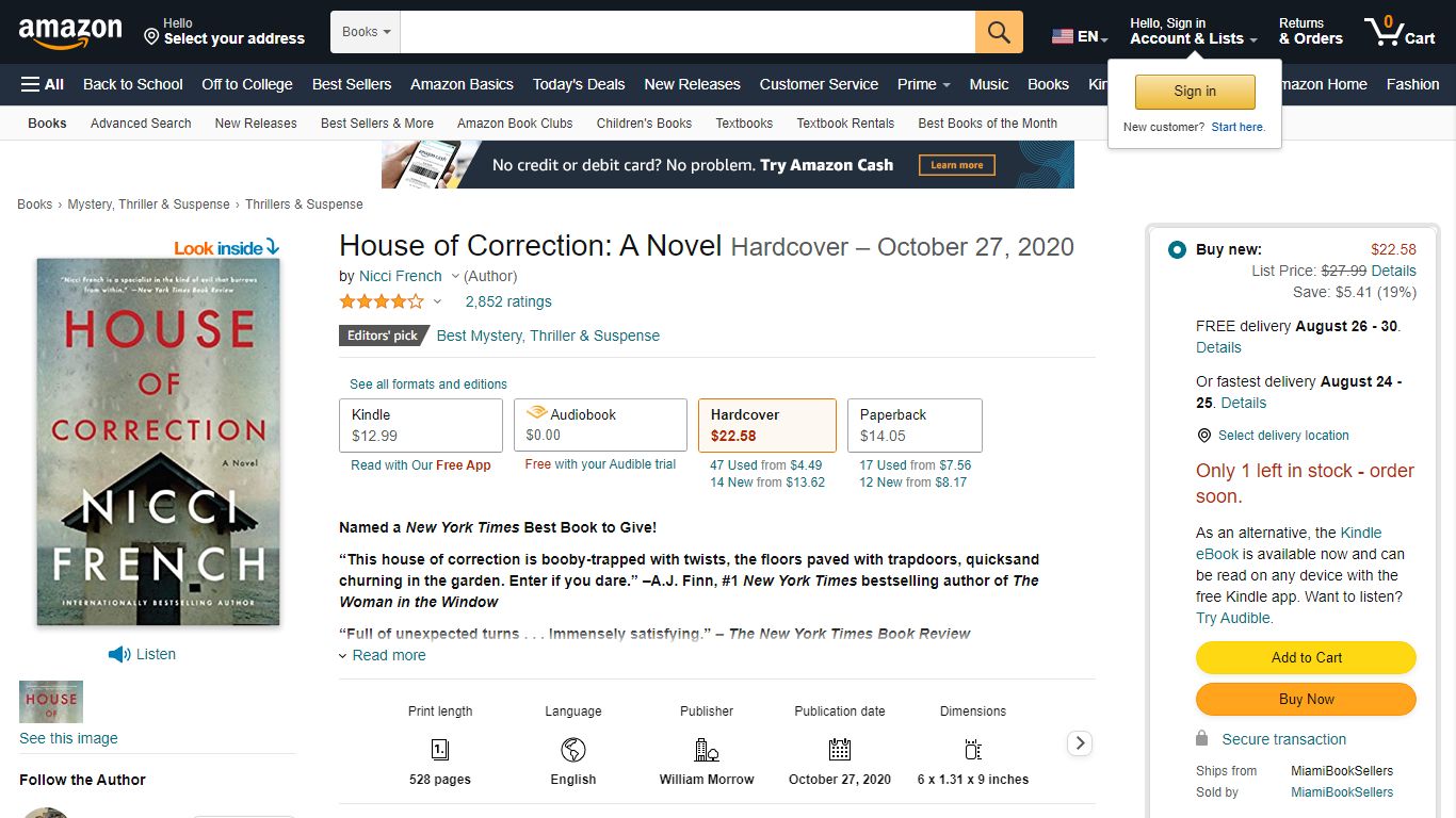 House of Correction: A Novel Hardcover – October 27, 2020